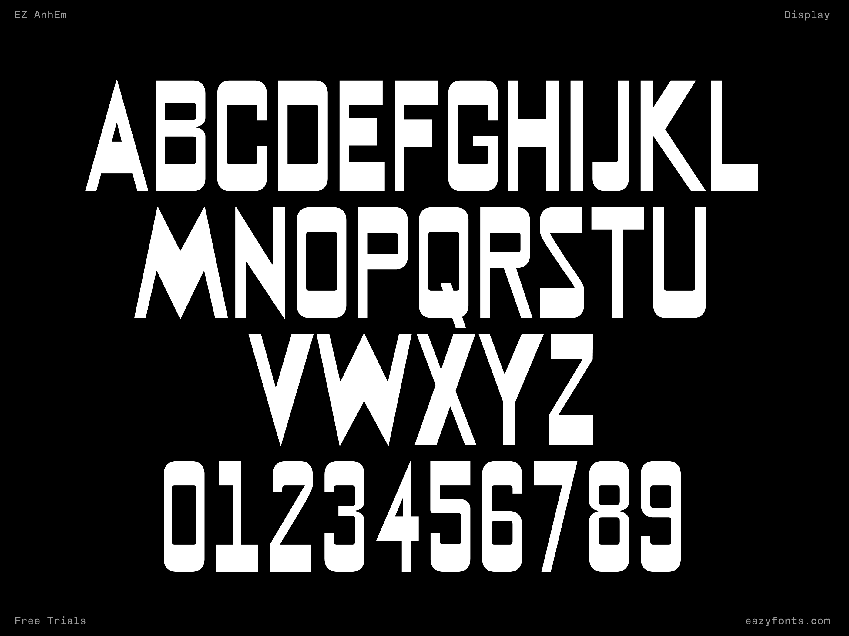 EZ AnhEm, custom typeface design by Eazy Fonts, alphabet