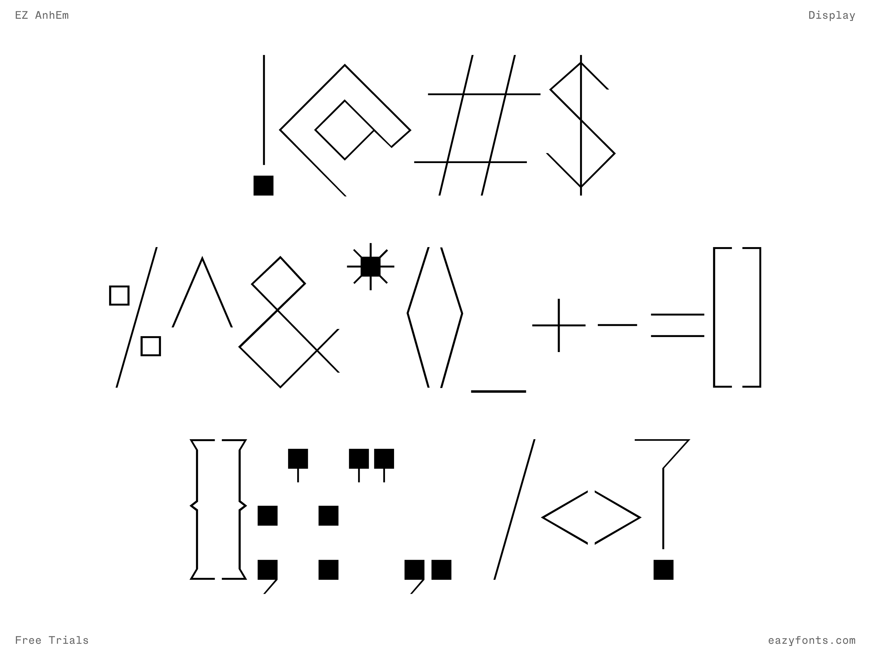 EZ AnhEm, custom typeface design by Eazy Fonts, punctuation